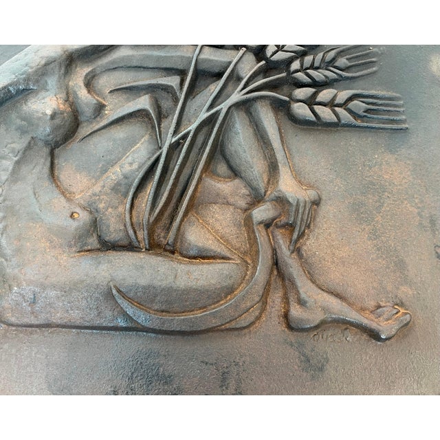 Modernist Fireplace Plaque Depicting a Woman With a Wheat Belly and Teeth For Sale - Image 11 of 12