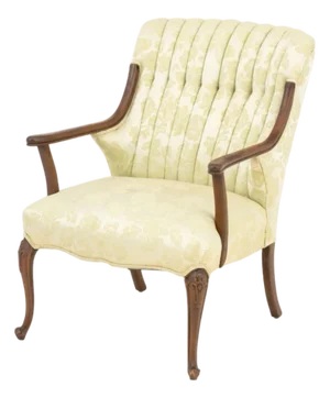 Queen Anne Style Silk Upholstered Armchair