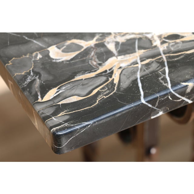 Black Antique Spanish Revival Entry Hall Table | Wrought Iron, Brass & Black Marble Console | Circa 1910 For Sale - Image 8 of 18