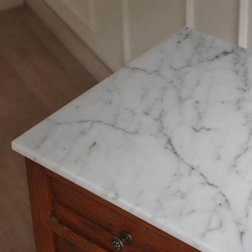 Antique Slim Bedside Table with Marble Top, France, 1900 For Sale - Image 5 of 12