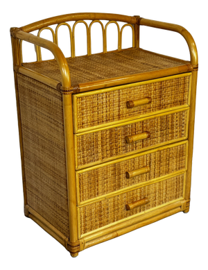 Mid-Century Rattan Bamboo Chest of Drawers, 1960s