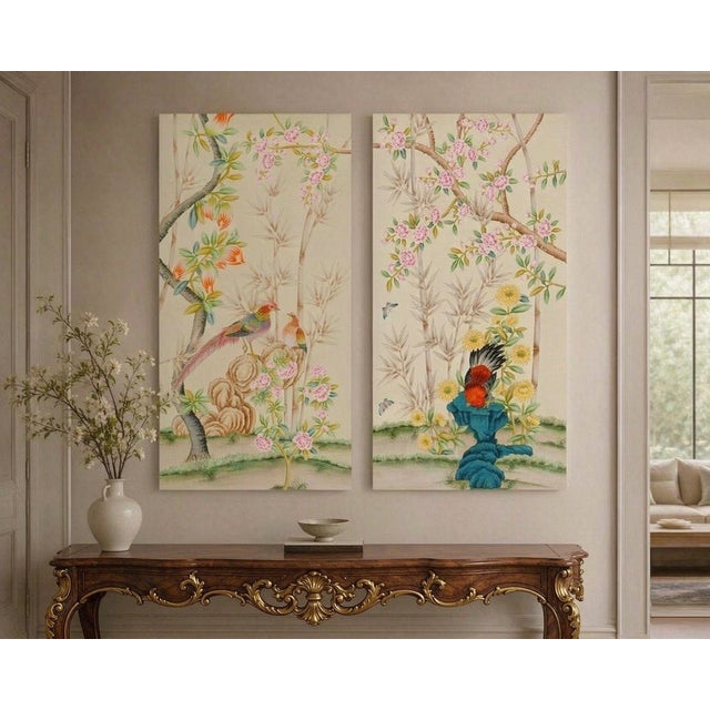 1: Commodity: Vintage style Chinoiserie wall artwork 2:Handicrafts: printed fine quality chinoiserie wallpaper and hand-...