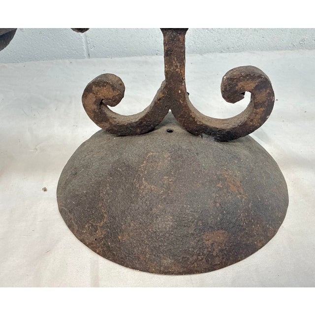 Antique Gothic 19th Century Hand Wrought Iron Wall Mount Candle Sconce Fixture For Sale In New York - Image 6 of 10