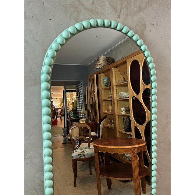 Wood Vintage Rounded Standing Mirror For Sale - Image 7 of 13