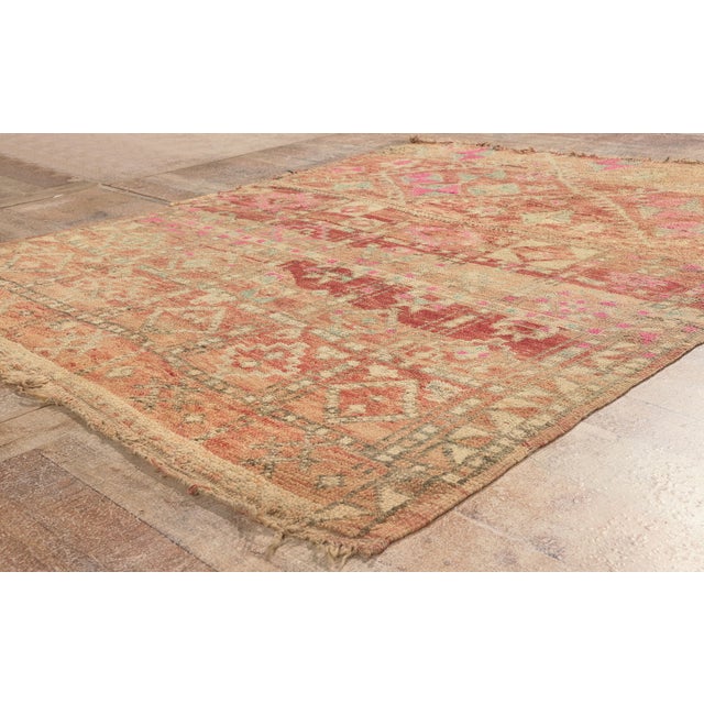 Brick Red Vintage Beni M'Guild Moroccan Rug, 04'10 X 05'08 For Sale - Image 8 of 10