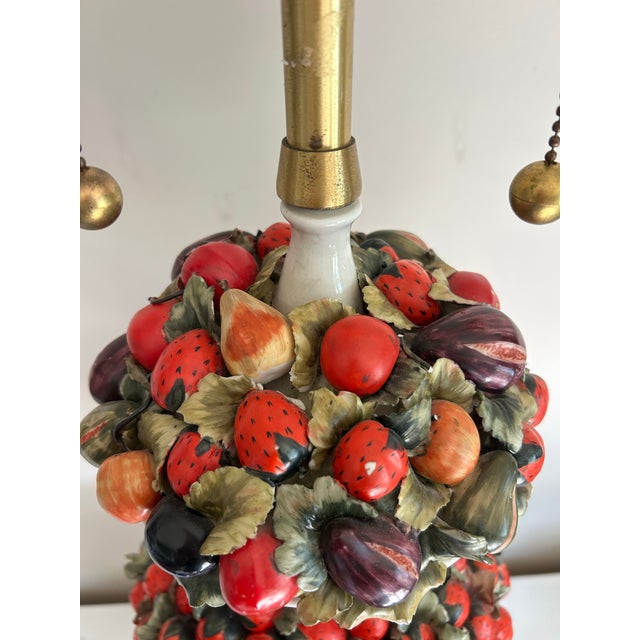 Vintage Italian Made Porcelain Three Tier Fruit Platter Large Lamp For Sale - Image 10 of 12