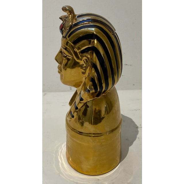 Portraiture Tutankhamun Decanter Italian Ceramic 1970s For Sale - Image 3 of 15