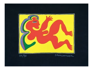 Woman on Yellow - Original Screen Print by Fritz Baumgartner - 1970 ca. 1970
