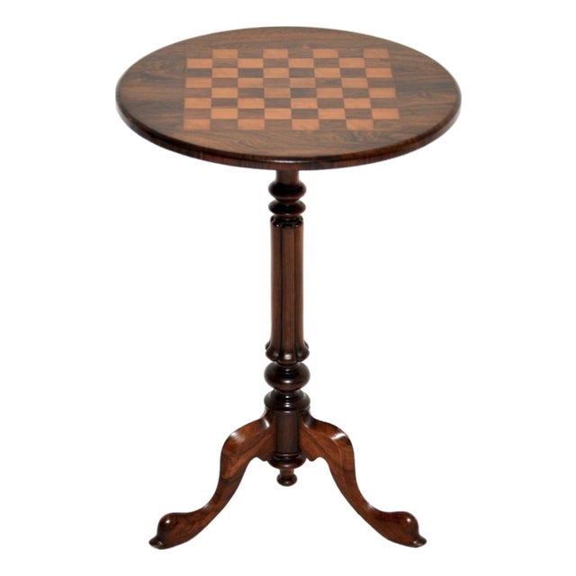Antique Victorian Inlaid Chess Table, 1860s For Sale