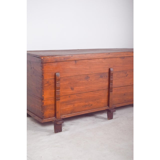 Large Portuguese Pine Chest, 1890s For Sale - Image 4 of 11