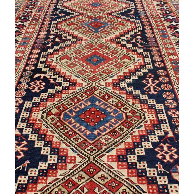 Late 19th Century Antique Caucasian Shirvan Rug With Tribal Design and Medallions 3'11 X 7'1 For Sale - Image 5 of 9