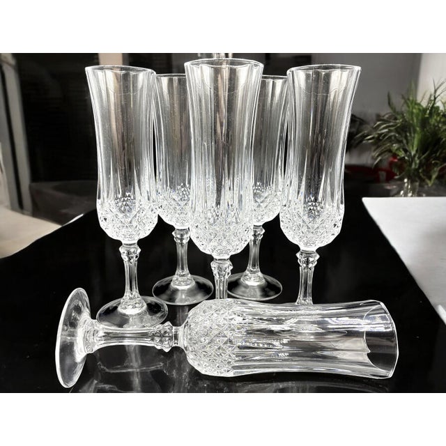 Glass Vintage Champagne Flute from Cristal d'Arques, 1970s, Set of 6 For Sale - Image 7 of 18