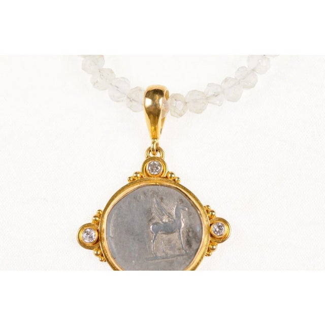 Antique Roman Denarius Coin in 22k Pendant W/Diamonds For Sale - Image 9 of 12