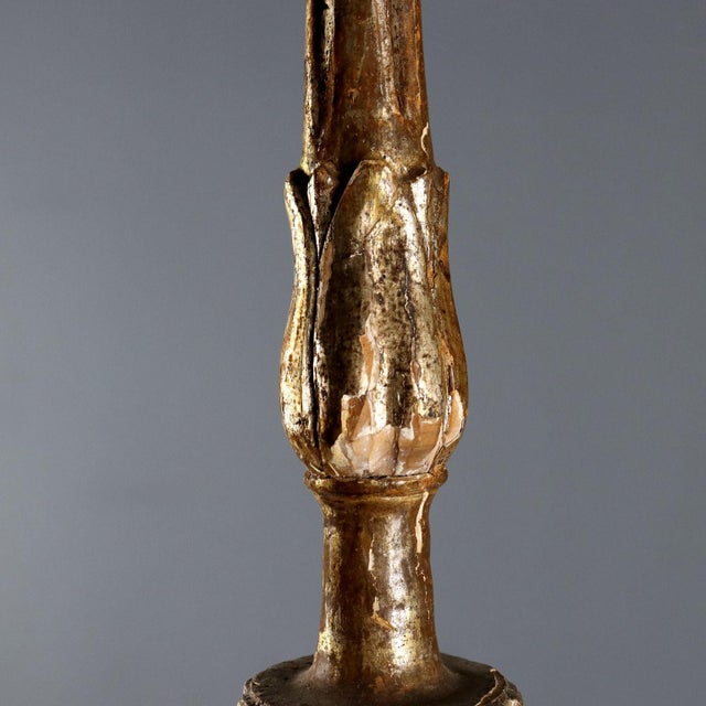 Antique Carved and Gilded Wood Candleholder, 18th Century-19th Centuy For Sale - Image 9 of 12