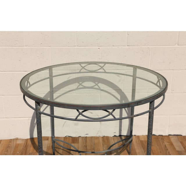 Mario Papperzini for Salterini “Amalfi” Round Iron Dining Table With Glass Top | 1950s For Sale In Los Angeles - Image 6 of 18