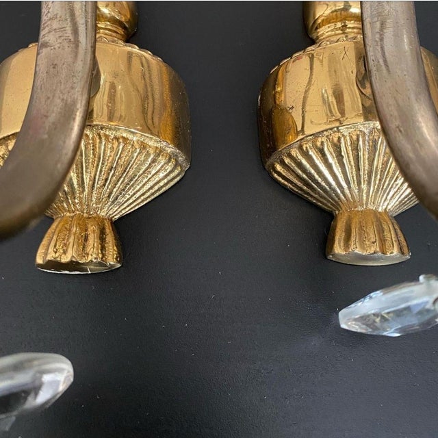 Italian Sconces with Crystals, 1960s, Set of 2 For Sale - Image 6 of 8