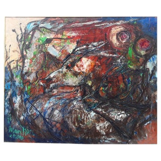 Expressionistic Oil Painting Horse Race Finish by Marc Abel, 1980s For Sale