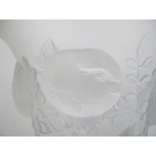 Breathtaking Rene Lalique St Francois crystal vase, designed in 1930. Clear and frosted glass displays heavily molded...