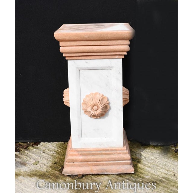 Italian Marble Pedestal Column Tables, Set of 2 For Sale - Image 3 of 8