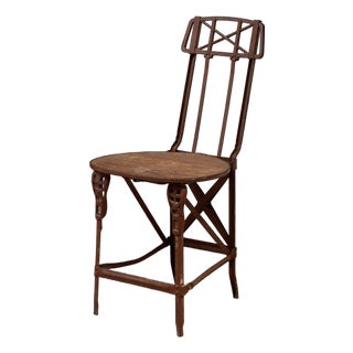 Cast Metal Folding Chair Imperial Steel Corp Chicago Il. Antique 1920s For Sale