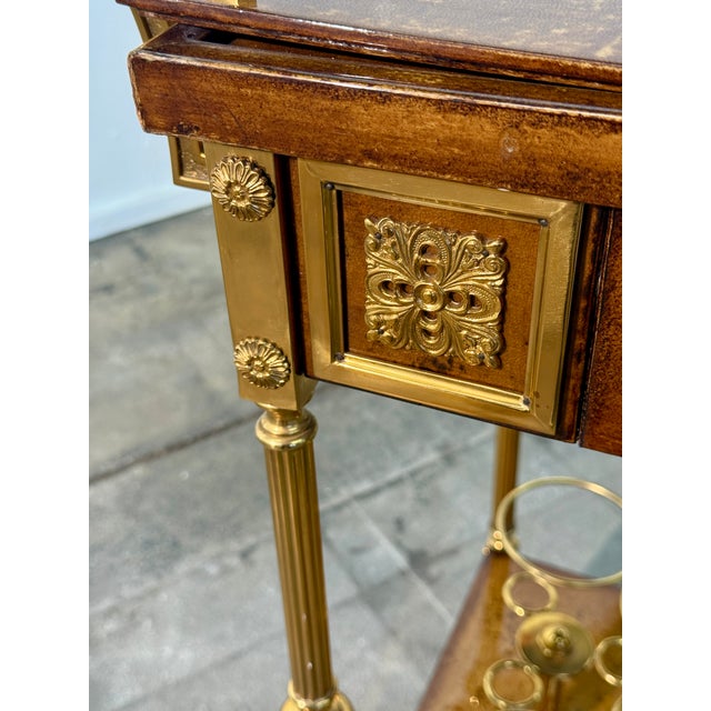 Brass Italian Burl Wood and Brass Bar Cart, 1950s For Sale - Image 8 of 15
