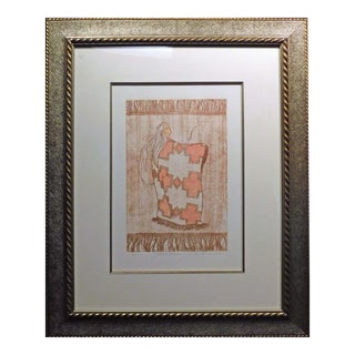 1980s Kristen Olsen "Ribbon Nexus I" Hand Signed Fine Art Etching, Native Blanket Custom Framed For Sale