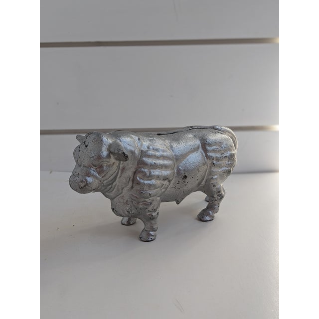Mid 19th Century Vintage Cast Iron Cow Bull Bank Doorstop For Sale - Image 5 of 11