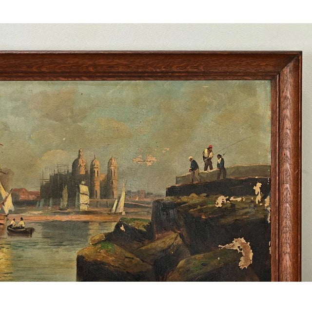 1900 - 1909 French Vintage Oil on Canvas Seascape Painting For Sale - Image 5 of 8