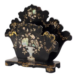 Antique English Papier Mâché Letter Rack For Sale