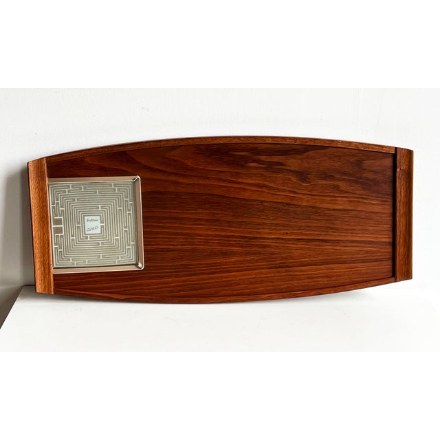 Rare mid century electric warming tray by Salton Hotray, featuring a teak wood serving surface and integrated aluminum...