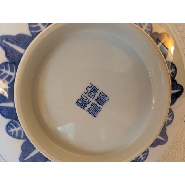 Ceramic Late 20th Century Blue and White Rice Eye Floral Bowl and Spoon For Sale - Image 7 of 11