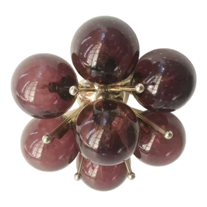 Sakura Polished Brass Amethyst Bubbles Globe Flush Mount by Fabio Ltd