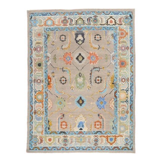 Vintage Modern Turkish Oushak Rug - 10'00 X 13'04 For Sale