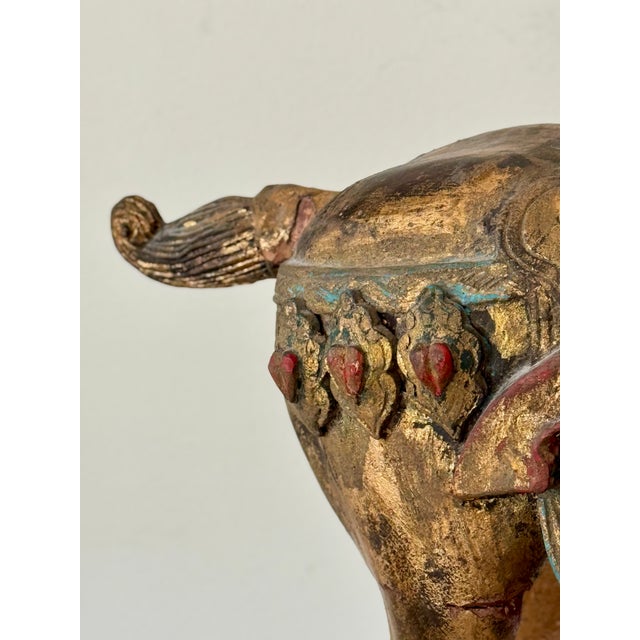 Wood Late 19th Century Chinese Carved, Gilt and Polychrome Wooden Horse For Sale - Image 7 of 15