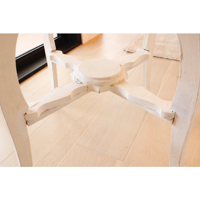 Antique French Farmhouse Stretcher Table/Distressed White For Sale - Image 4 of 4