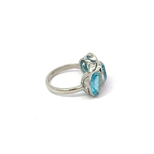 Not Yet Made - Made To Order Classic 3 Stone Blue Topaz 7.24 Carat Oval Ring Set in Sterling Silver by Carat&her- Size 8 For Sale - Image 5 of 11