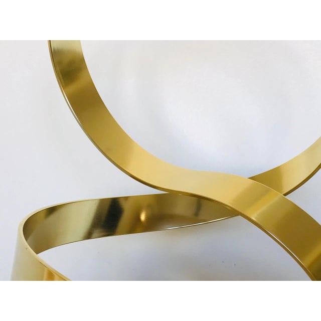 Metal Dan Murphy (B.1942 Chicago) Gold Toned Ribbon Sculpture Dated 1986 For Sale - Image 7 of 13