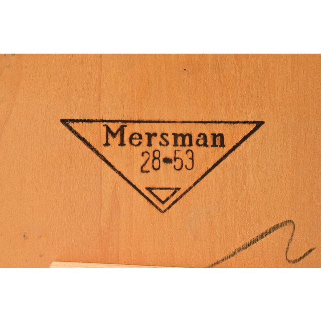 Hollywood Regency Cherry Wood and Cream Lacquered Pedestal Tea Table or Occasional Side Table by Mersman, Circa 1960s For Sale - Image 9 of 10