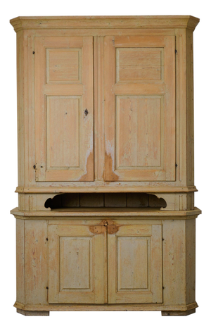 Large Antique Swedish Gustavian Style Folk Art Handmade Pine Cabinet