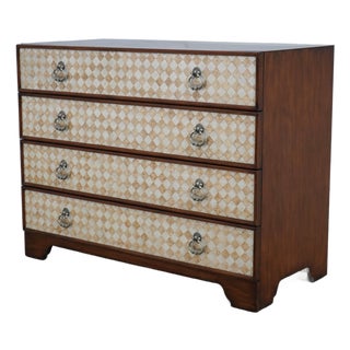 Butler Mahogany 4 Drawer Decorator Chest W. Shell Front Drawers For Sale