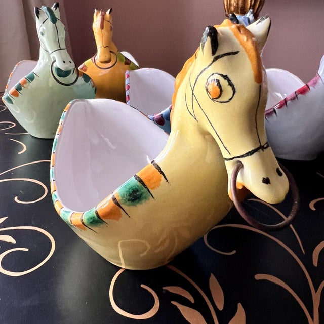 Ceramic Set of six Bitossi Ceramiche horse bowls by Aldo Londi // Made in Italy // midcentury modern ceramic // Florentine handmade pottery For Sale - Image 7 of 13