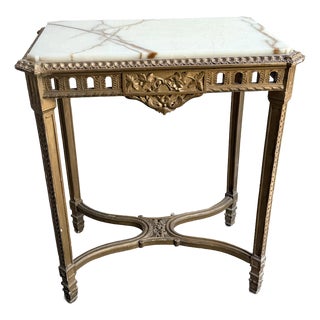 Early 20th Century Louis XVI Style Table With Onyx Top For Sale