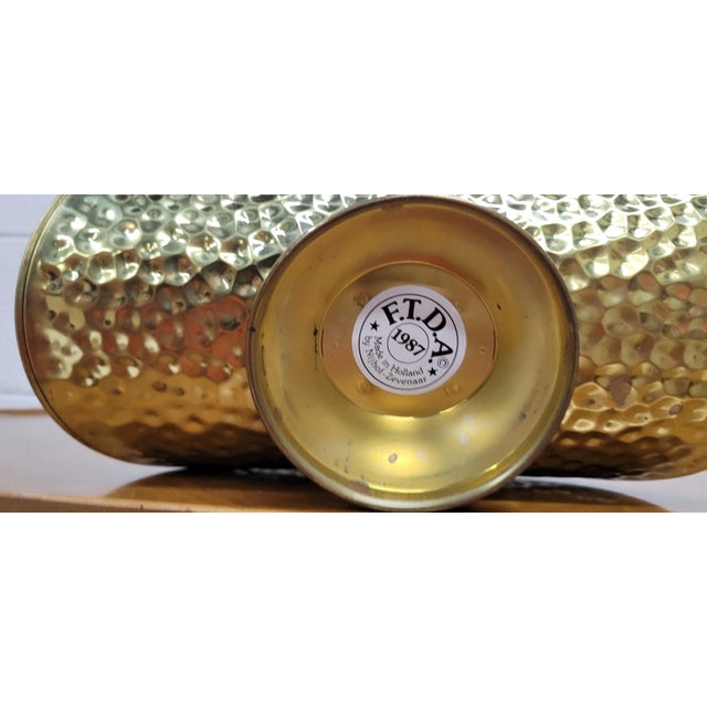 Metal Vintage 1987 Nojhof-Zevenaar Hammered Brass Fireplace Log Holder Made in Holland For Sale - Image 7 of 11