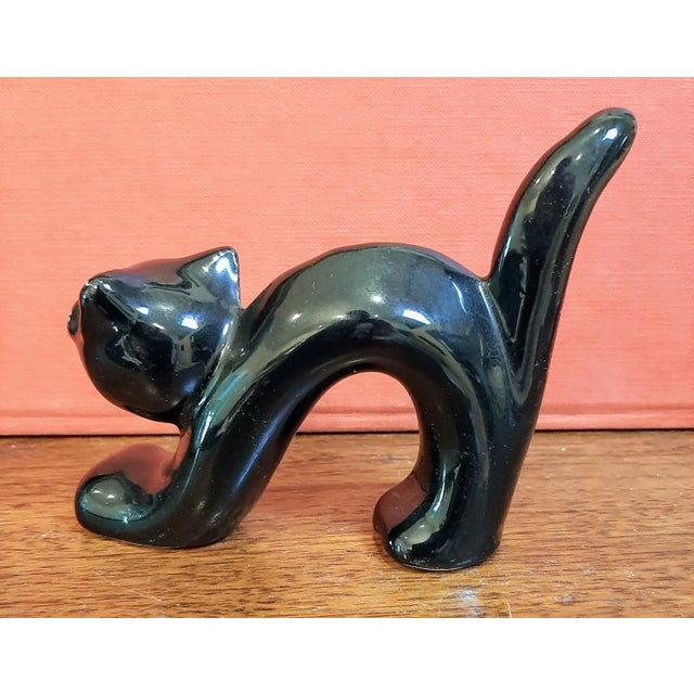 You can't have Halloween without a black cat! So let's make it a vintage one! Mid Century Contemporary ceramic cat!...