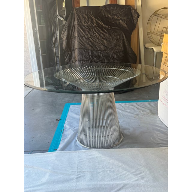 Mid-Century Modern Mid-Century Modern Nickel and Glass Dining Table Attributed to Warren Platner for Knoll For Sale - Image 3 of 8