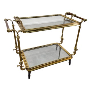 Mid-Century Gilt Brass Bar Cart, Circa 1960s For Sale