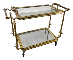 Mid-Century Gilt Brass Bar Cart, Circa 1960s