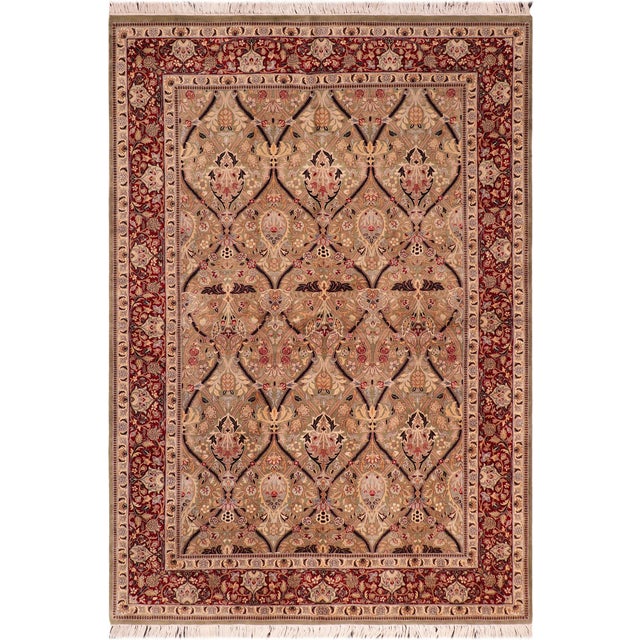 Shabby Chic 1990's Pak-Persian Green/Red Wool Rug - 6'1'' X 9'0'' For Sale - Image 9 of 9