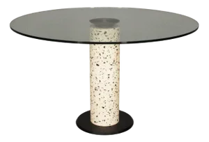 Round Marble Table with Glass Top, 1980s