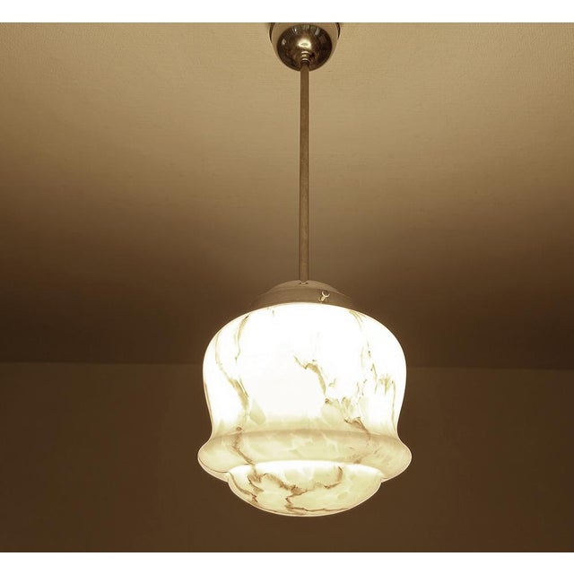 Art Deco Pendant Light in Marble Glass, 1930s For Sale - Image 4 of 14